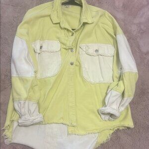 Yellow and White Button-Up Shirt